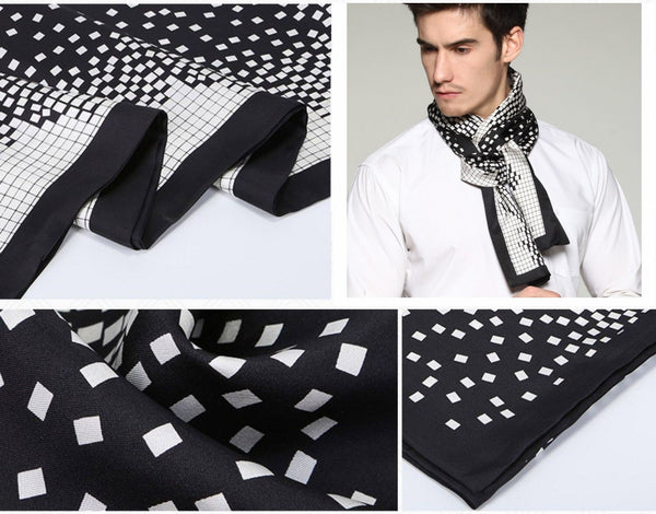 High Quality Silk Necktie, Business Silk Scarf Men, Long Men Silk Scarf, Silk Scarf For Suit, British Style Long Scarf, Luxury Silk Neck Scarf, Mens Spring Autumn Scarf, Formal Wear Silk Scarf-HomePaintingDecor
