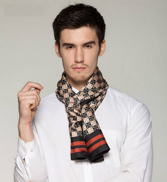 Business Silk Scarf Men, Long Silk Scarf for Men, Silk Scarf For Suit, High Quality Silk Necktie, British Style Long Scarf, Luxury Silk Neck Scarf, Mens Spring Autumn Scarf, Formal Wear Silk Scarf-HomePaintingDecor