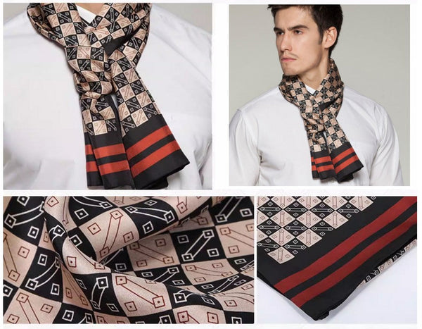 Business Silk Scarf Men, Long Silk Scarf for Men, Silk Scarf For Suit, High Quality Silk Necktie, British Style Long Scarf, Luxury Silk Neck Scarf, Mens Spring Autumn Scarf, Formal Wear Silk Scarf-HomePaintingDecor
