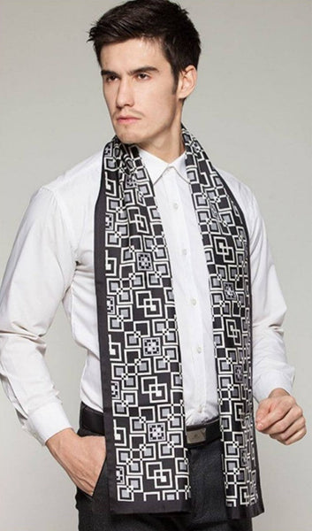 Silk Scarf For Suit, High Quality Silk Necktie, British Style Long Scarf, Business Silk Scarf Men, Long Silk Scarf for Men, Luxury Silk Neck Scarf, Mens Spring Autumn Scarf, Formal Wear Silk Scarf-HomePaintingDecor