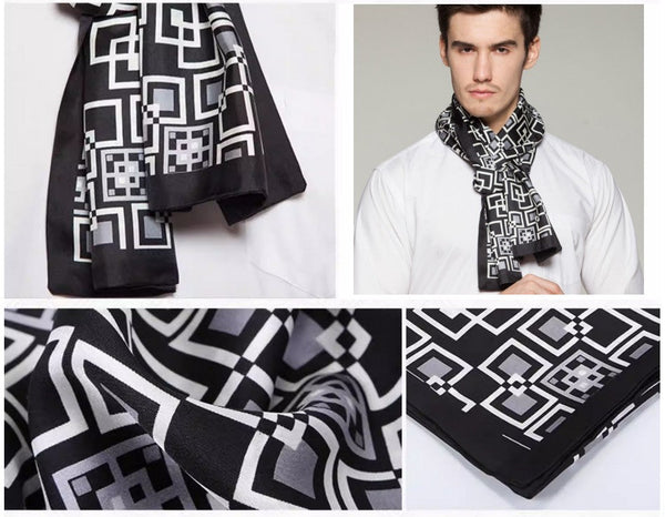 Silk Scarf For Suit, High Quality Silk Necktie, British Style Long Scarf, Business Silk Scarf Men, Long Silk Scarf for Men, Luxury Silk Neck Scarf, Mens Spring Autumn Scarf, Formal Wear Silk Scarf-HomePaintingDecor