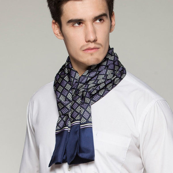 Mens Thin Silk Scarf, Business Silk Scarf Men, Silk Scarf For Suit, British Style Long Scarf, Luxury Silk Neck Scarf, Mens Spring Autumn Scarf, Formal Wear Silk Scarf-HomePaintingDecor