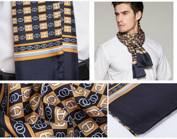 Formal Wear Silk Scarf, Mens Thin Silk Scarf, Mens Spring Autumn Scarf, Business Silk Scarf Men, Silk Scarf For Suit, British Style Long Scarf, Luxury Silk Neck Scarf-HomePaintingDecor