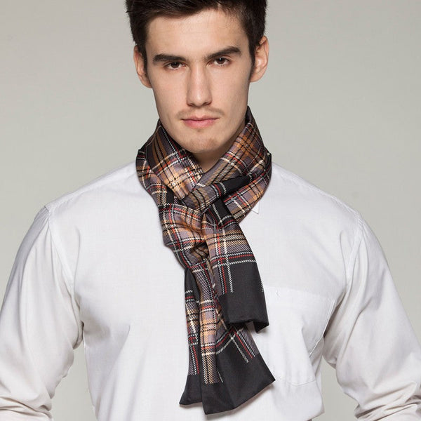 British Style Long Scarf, Luxury Silk Neck Scarf, Formal Wear Silk Scarf, Mens Thin Silk Scarf, Mens Spring Autumn Scarf, Business Silk Scarf Men, Silk Scarf For Suit-HomePaintingDecor
