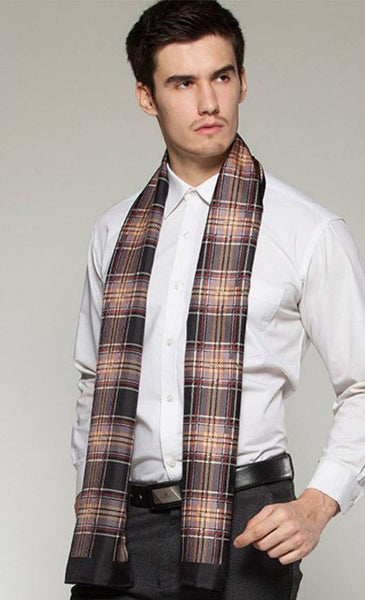 British Style Long Scarf, Luxury Silk Neck Scarf, Formal Wear Silk Scarf, Mens Thin Silk Scarf, Mens Spring Autumn Scarf, Business Silk Scarf Men, Silk Scarf For Suit-HomePaintingDecor