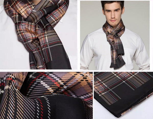 British Style Long Scarf, Luxury Silk Neck Scarf, Formal Wear Silk Scarf, Mens Thin Silk Scarf, Mens Spring Autumn Scarf, Business Silk Scarf Men, Silk Scarf For Suit-HomePaintingDecor