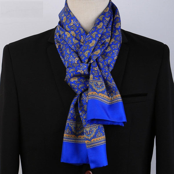 Luxury Silk Neck Scarf, Formal Wear Silk Scarf, British Style Long Scarf, Mens Thin Silk Scarf, Mens Spring Autumn Scarf, Business Silk Scarf Men, Silk Scarf For Suit-HomePaintingDecor