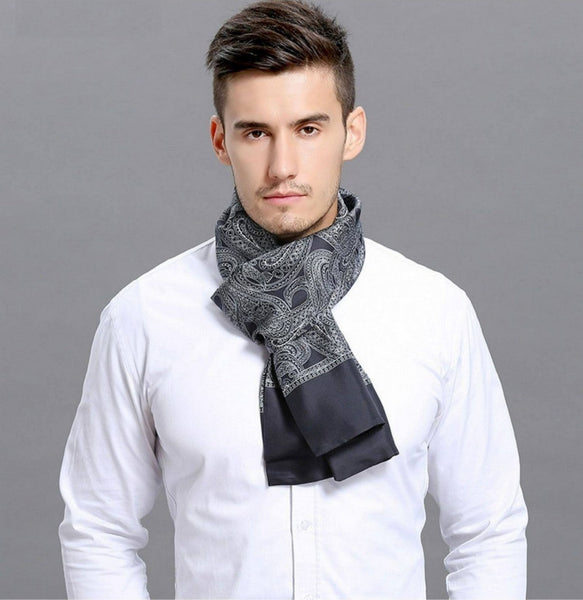 Formal Wear Silk Scarf, Silk Ascot For Men, Lightweight Silk Scarf Men, Silk Neckerchief For Business, Mens Dress Silk Scarf, Elegant Silk Scarf Mens, Skinny Silk Scarf Men-HomePaintingDecor