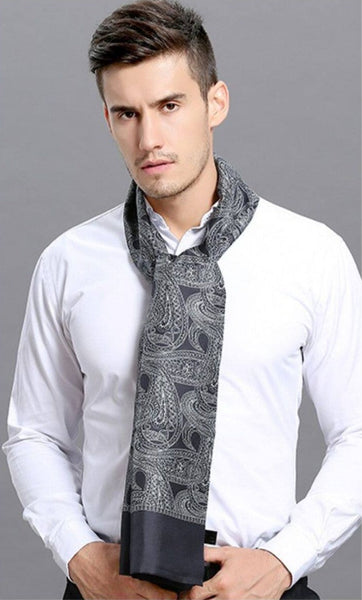 Formal Wear Silk Scarf, Silk Ascot For Men, Lightweight Silk Scarf Men, Silk Neckerchief For Business, Mens Dress Silk Scarf, Elegant Silk Scarf Mens, Skinny Silk Scarf Men-HomePaintingDecor