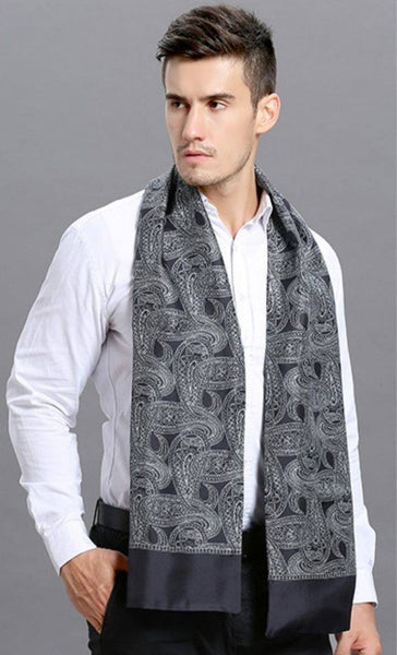 Formal Wear Silk Scarf, Silk Ascot For Men, Lightweight Silk Scarf Men, Silk Neckerchief For Business, Mens Dress Silk Scarf, Elegant Silk Scarf Mens, Skinny Silk Scarf Men-HomePaintingDecor