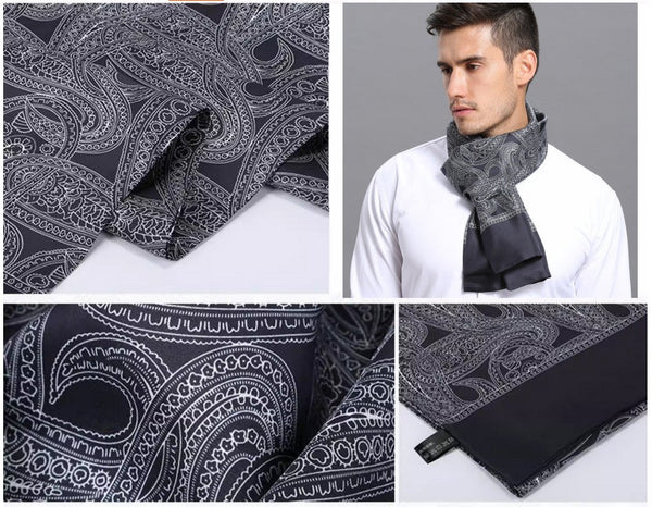 Formal Wear Silk Scarf, Silk Ascot For Men, Lightweight Silk Scarf Men, Silk Neckerchief For Business, Mens Dress Silk Scarf, Elegant Silk Scarf Mens, Skinny Silk Scarf Men-HomePaintingDecor