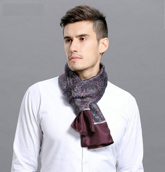 Lightweight Silk Scarf Men, Silk Neckerchief For Business, Formal Wear Silk Scarf, Silk Ascot For Men, Mens Dress Silk Scarf, Elegant Silk Scarf Mens, Skinny Silk Scarf Men-HomePaintingDecor