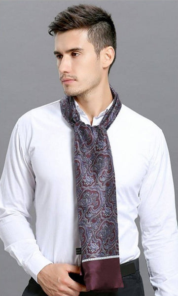 Lightweight Silk Scarf Men, Silk Neckerchief For Business, Formal Wear Silk Scarf, Silk Ascot For Men, Mens Dress Silk Scarf, Elegant Silk Scarf Mens, Skinny Silk Scarf Men-HomePaintingDecor