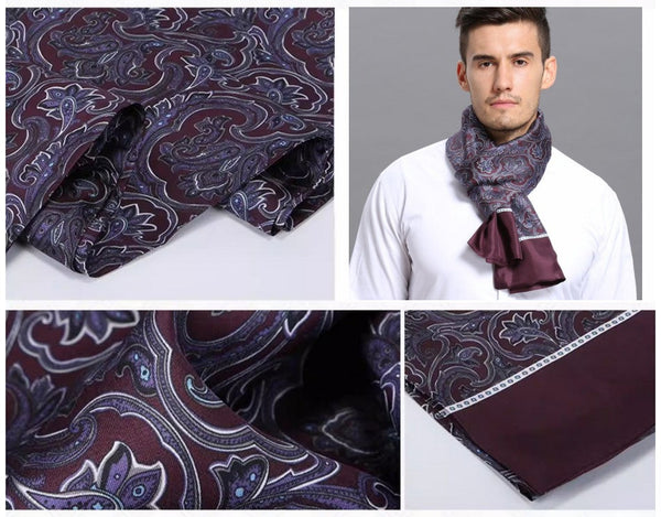 Lightweight Silk Scarf Men, Silk Neckerchief For Business, Formal Wear Silk Scarf, Silk Ascot For Men, Mens Dress Silk Scarf, Elegant Silk Scarf Mens, Skinny Silk Scarf Men-HomePaintingDecor