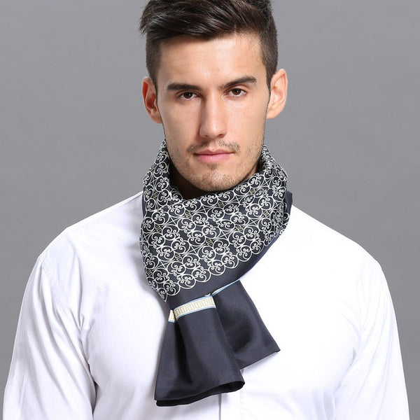 Elegant Silk Scarf Mens, Skinny Silk Scarf Men, Lightweight Silk Scarf Men, Silk Neckerchief For Business, Formal Wear Silk Scarf, Silk Ascot For Men, Mens Dress Silk Scarf-HomePaintingDecor