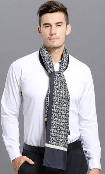 Elegant Silk Scarf Mens, Skinny Silk Scarf Men, Lightweight Silk Scarf Men, Silk Neckerchief For Business, Formal Wear Silk Scarf, Silk Ascot For Men, Mens Dress Silk Scarf-HomePaintingDecor