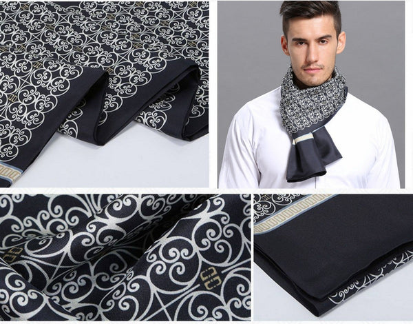 Elegant Silk Scarf Mens, Skinny Silk Scarf Men, Lightweight Silk Scarf Men, Silk Neckerchief For Business, Formal Wear Silk Scarf, Silk Ascot For Men, Mens Dress Silk Scarf-HomePaintingDecor