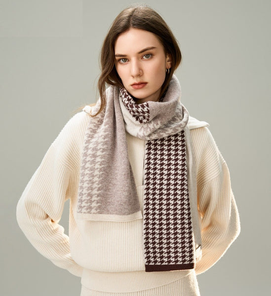 Winter Scarf, Soft Cashmere Scarf for Women, Casual Scarf for Women, Cold Weather Scarf, Fashion Designer Scarf, Modern Wool Scarf for Women-HomePaintingDecor