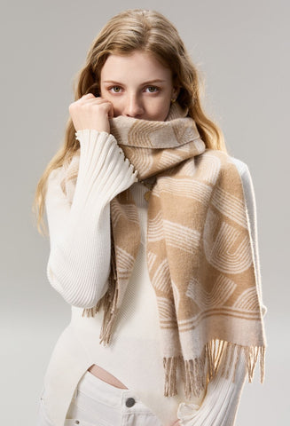 Elegant Scarf, Holiday Women Scarf, Cold Weather Scarf, Fashion Designer Scarf, Modern Wool Scarf, Warm Winter Scarf, Soft Cashmere Scarf for Women-HomePaintingDecor