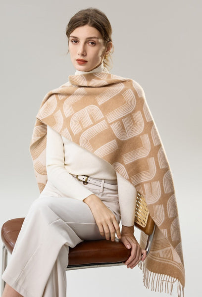 Elegant Scarf, Holiday Women Scarf, Cold Weather Scarf, Fashion Designer Scarf, Modern Wool Scarf, Warm Winter Scarf, Soft Cashmere Scarf for Women-HomePaintingDecor