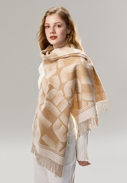 Elegant Scarf, Holiday Women Scarf, Cold Weather Scarf, Fashion Designer Scarf, Modern Wool Scarf, Warm Winter Scarf, Soft Cashmere Scarf for Women-HomePaintingDecor