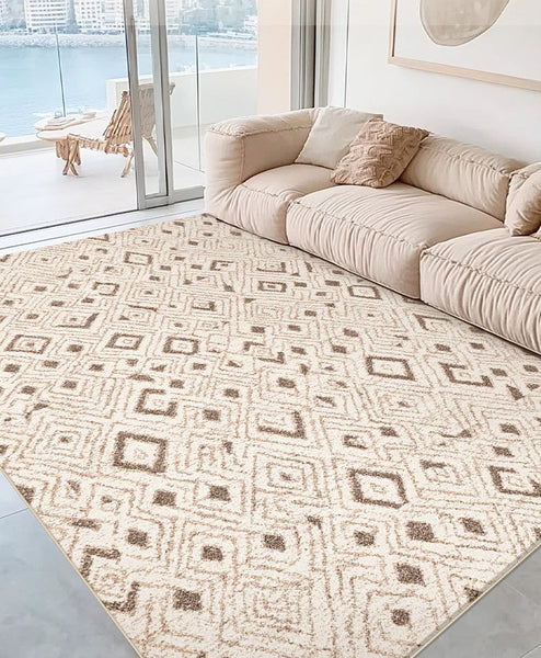 Geometric Modern Rugs for Dining Room, Contemporary Area Rugs for Bedroom, Dining Room Floor Carpets, Mid Century Modern Living Room Rugs-HomePaintingDecor