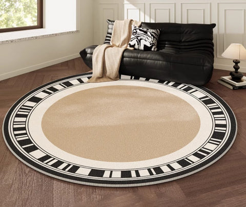Modern Rug Ideas for Living Room, Contemporary Round Rugs, Bedroom Modern Round Rugs, Circular Modern Rugs under Dining Room Table-HomePaintingDecor