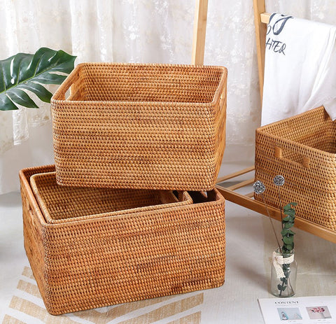 Storage Basket for Shelves, Large Rectangular Storage Basket, Storage Baskets for Kitchen, Woven Storage Basket for Living Room