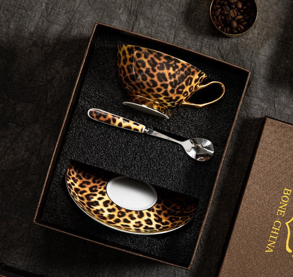 Modern Ceramic Cups, Creative Bone China Porcelain Tea Cup Set, Elegant Ceramic Coffee Cups, Unique Tea Cups and Saucers in Gift Box-HomePaintingDecor