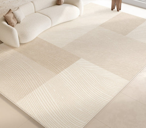 Bedroom Modern Rugs, Large Modern Rugs for Living Room, Dining Room Geometric Modern Rugs, Cream Color Contemporary Modern Rugs for Office-HomePaintingDecor