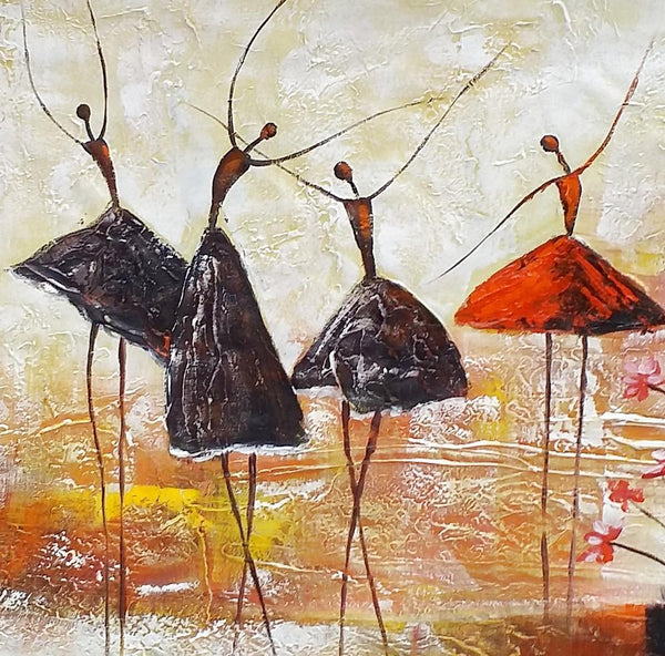Simple Abstract Painting, Ballet Dancer Painting, Modern Abstract Art, Contemporary Painting, Canvas Wall Art Painting, Heavy Texture Art-HomePaintingDecor