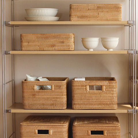 Storage Basket with Lid, Storage Baskets for Toys, Rectangular Storage Basket for Shelves, Storage Baskets for Bathroom, Storage Baskets for Clothes-HomePaintingDecor