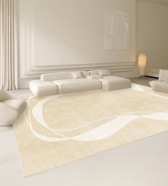Thick Soft Modern Rugs for Living Room, Dining Room Modern Rugs, Cream Color Modern Living Room Rugs, Contemporary Rugs for Bedroom-HomePaintingDecor