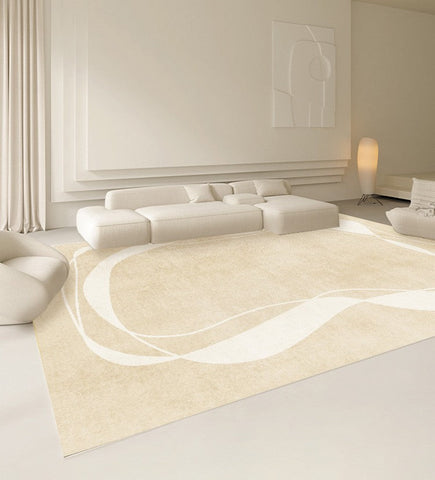 Dining Room Modern Rugs, Cream Color Modern Living Room Rugs, Thick Soft Modern Rugs for Living Room, Contemporary Rugs for Bedroom-HomePaintingDecor