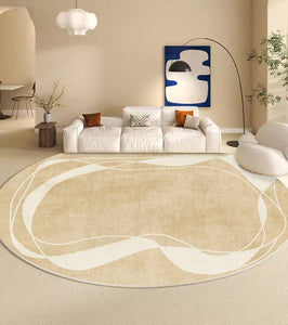 Thick Round Rugs under Coffee Table, Contemporary Modern Rug Ideas for Living Room, Modern Round Rugs for Dining Room, Circular Modern Rugs for Bedroom-HomePaintingDecor