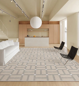 Modern Soft Rugs under Dining Room Table, Geometric Contemporary Modern Rugs Next to Bed, Abstract Area Rugs for Living Room, Modern Carpets for Office-HomePaintingDecor