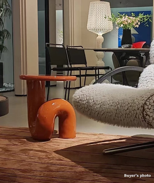 Unique Small End Table, Contemporary Round Side Table, Minimalist Modern Occasional Table, Portable Casual Side Table, Low Profile Sofa Table, Creative Coffee Table, Lightweight Indoor Outdoor Table, Contemporary Side Table-HomePaintingDecor