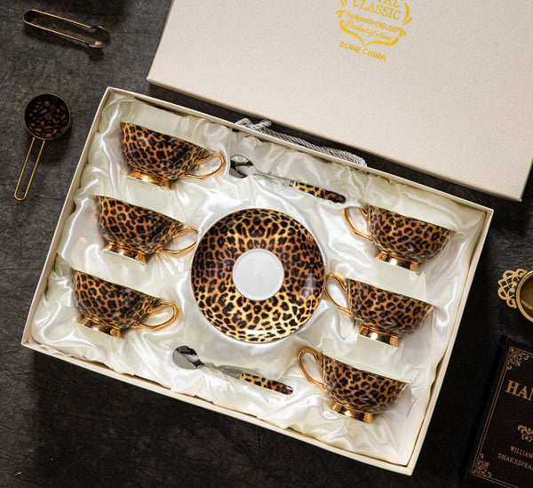 Creative Porcelain Tea Cup Saucer Set, Modern Ceramic Cups, 7.8 oz Ceramic Coffee Cups, Unique Tea Cup and Saucer in Gift Box-HomePaintingDecor