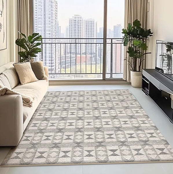Large Gray Floor Rugs for Living Room, Dining Room Floor Rug, Modern Floor Rugs for Bedroom, Extra Large Geometric Modern Rugs for Office-HomePaintingDecor