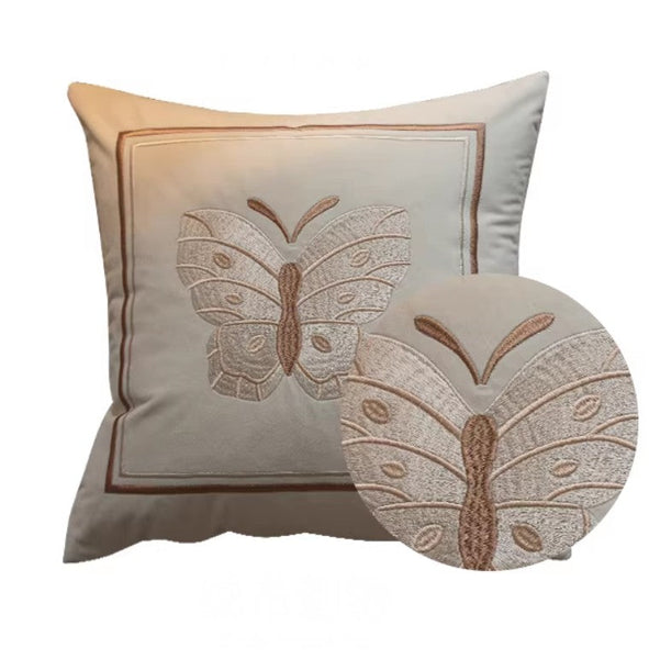 Embroidered Butterfly Pillow Covers, Modern Decorative Pillows for Bedroom, Decorative Pillow Arrangement Ideas for Couch, Large Decorative Throw Pillows for Living Room-HomePaintingDecor