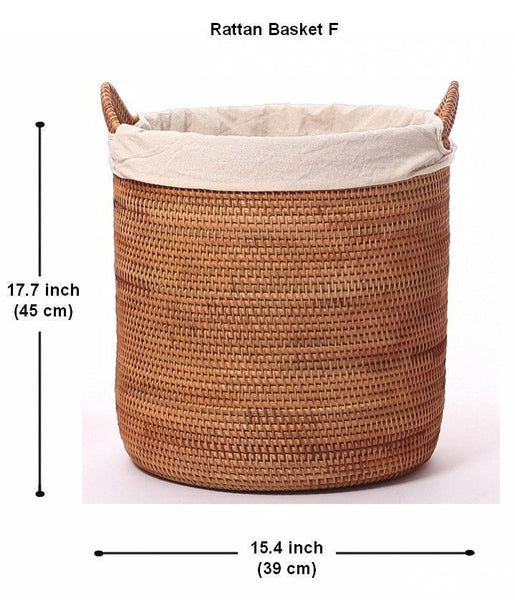 Large Storage Baskets for Bathroom, Round Storage Baskets with Handle, Rattan Storage Baskets, Laundry Storage Baskets, Storage Baskets for Clothes-HomePaintingDecor