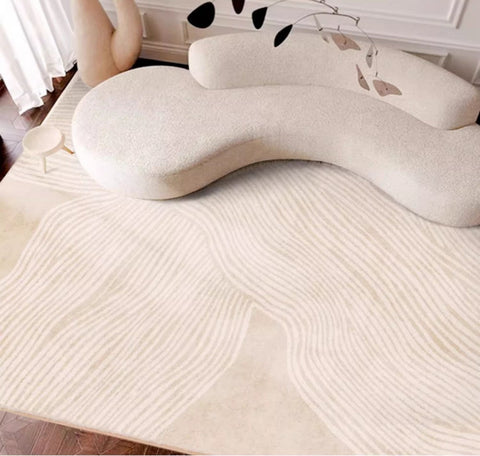 Cream Color Modern Living Room Rugs, Dining Room Modern Rugs, Thick Soft Floor Carpets for Living Room, Soft Contemporary Rugs for Bedroom-HomePaintingDecor