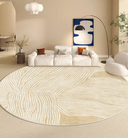 Modern Round Rugs for Dining Room, Circular Modern Rugs for Bedroom, Thick Round Rugs under Coffee Table, Contemporary Modern Rug Ideas for Living Room-HomePaintingDecor