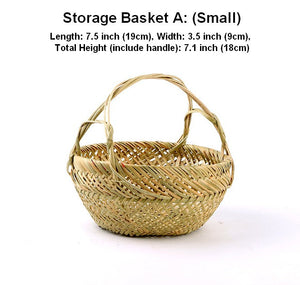 Natural Hand-woven Bamboo Basket, Large Picnic Food Basket with Handle, Lovely Bamboo Baskets for Vegetable, Natural Fruit Basket Kitchen Storage Baskets-HomePaintingDecor
