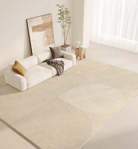 Modern Rug Ideas for Bedroom, Contemporary Modern Rug Placement Ideas for Living Room, Cream Color Geometric Rugs for Dining Room-HomePaintingDecor