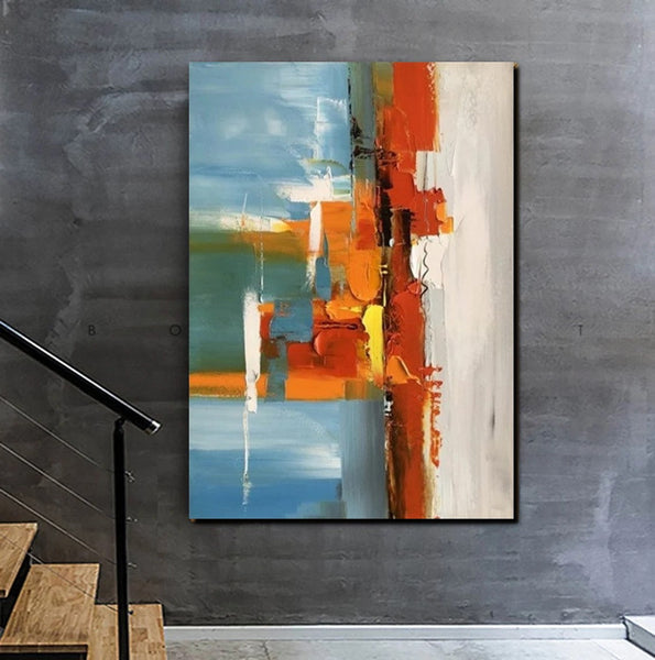 Abstract Paintings Behind Sofa, Heavy Texture Paintings for Living Room, Contemporary Modern Art, Buy Large Paintings Online-HomePaintingDecor