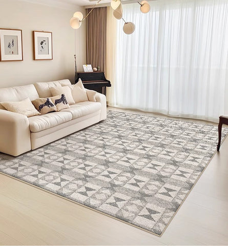 Large Gray Floor Rugs for Living Room, Dining Room Floor Rug, Modern Floor Rugs for Bedroom, Extra Large Geometric Modern Rugs for Office-HomePaintingDecor