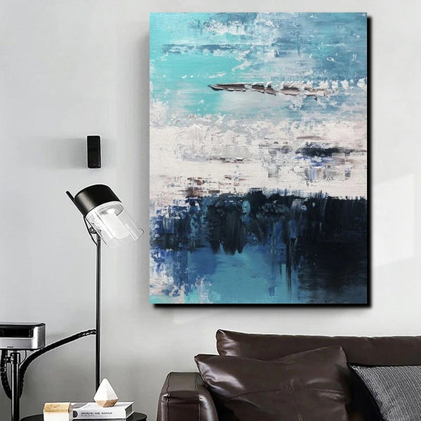 Blue Abstract Paintings, Acrylic Paintings for Bedroom, Contemporary Canvas Wall Art, Buy Large Paintings Online-HomePaintingDecor