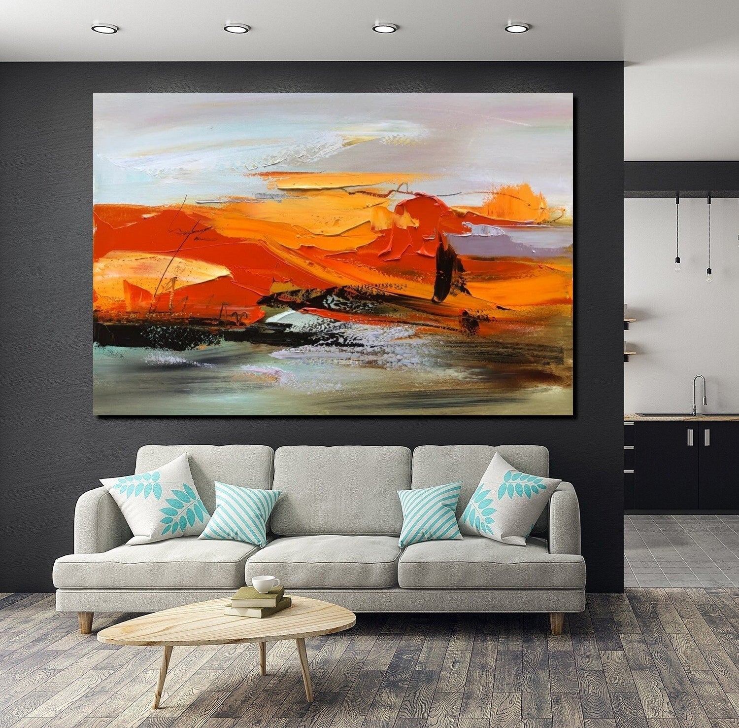 Large Painting For Living Room Acrylic, Oversized Wall Art, Contemporary Abstract, Vibrant Color Mix, Modern Focal Point, Gallery Style, Multicolor Strokes, Dynamic Composition, Energetic Art, Statement Canvas, Texture Rich