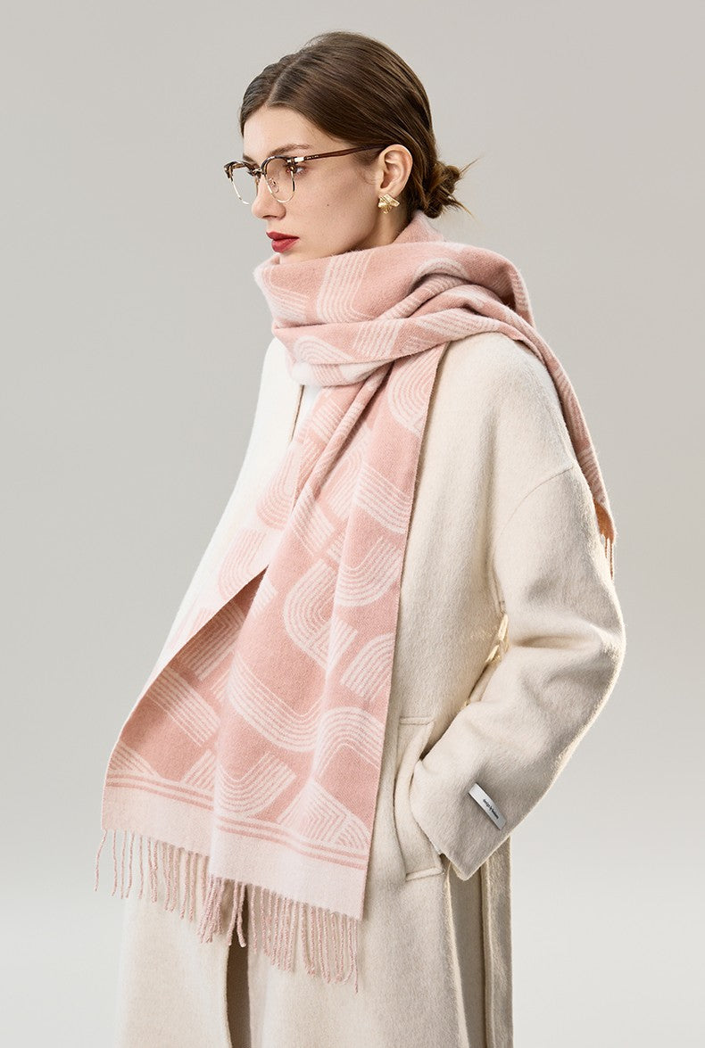 Holiday Women Scarf, Cold Weather Scarf, Fashion Designer Scarf, Modern Wool Scarf, Warm Winter Scarf, Soft Cashmere Scarf for Women, Elegant Scarf-HomePaintingDecor